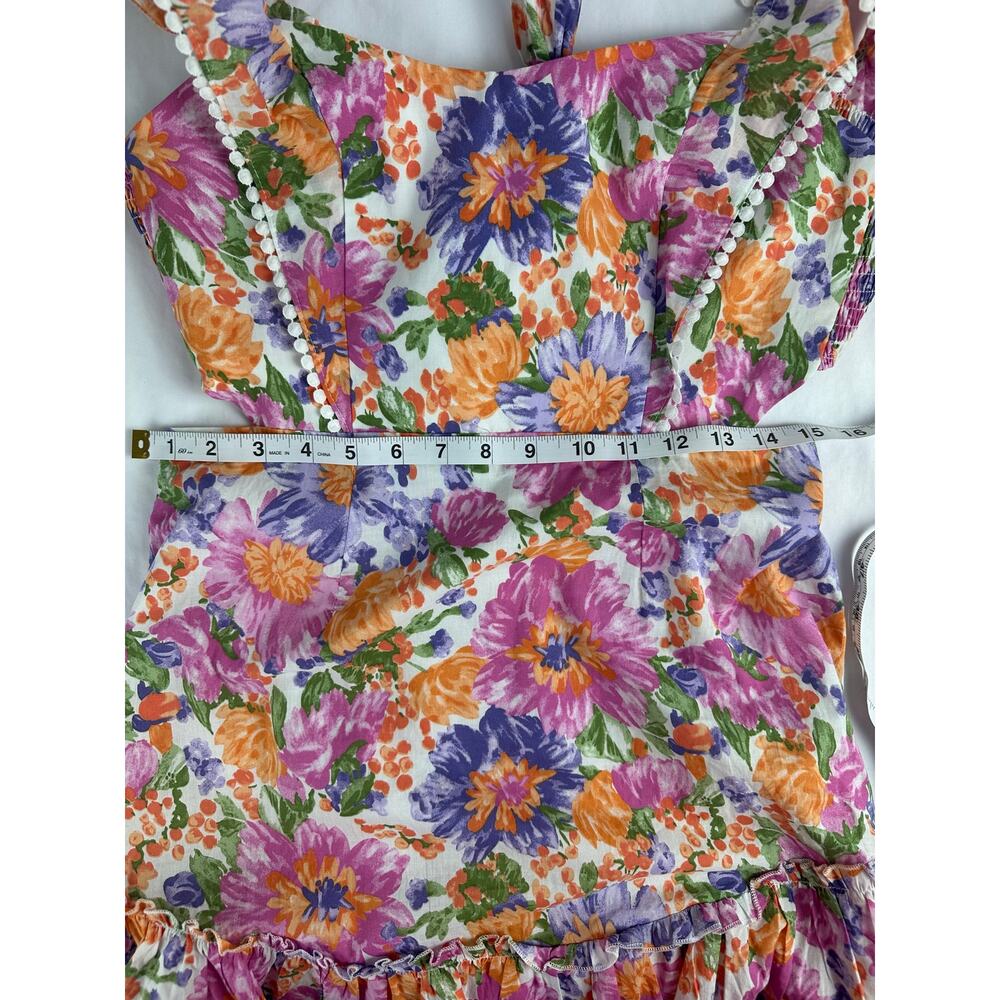 Hello Molly Floral Ruffle Mini Dress Backless Coquette Festival Boho Size 8 - Picture 15 of 16